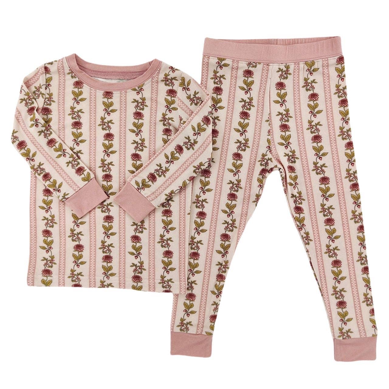Vintage Floral Stripe Bamboo Set