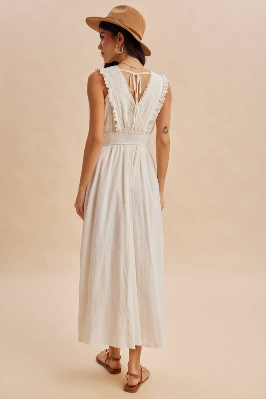 EYELET LACE MAXI DRESS