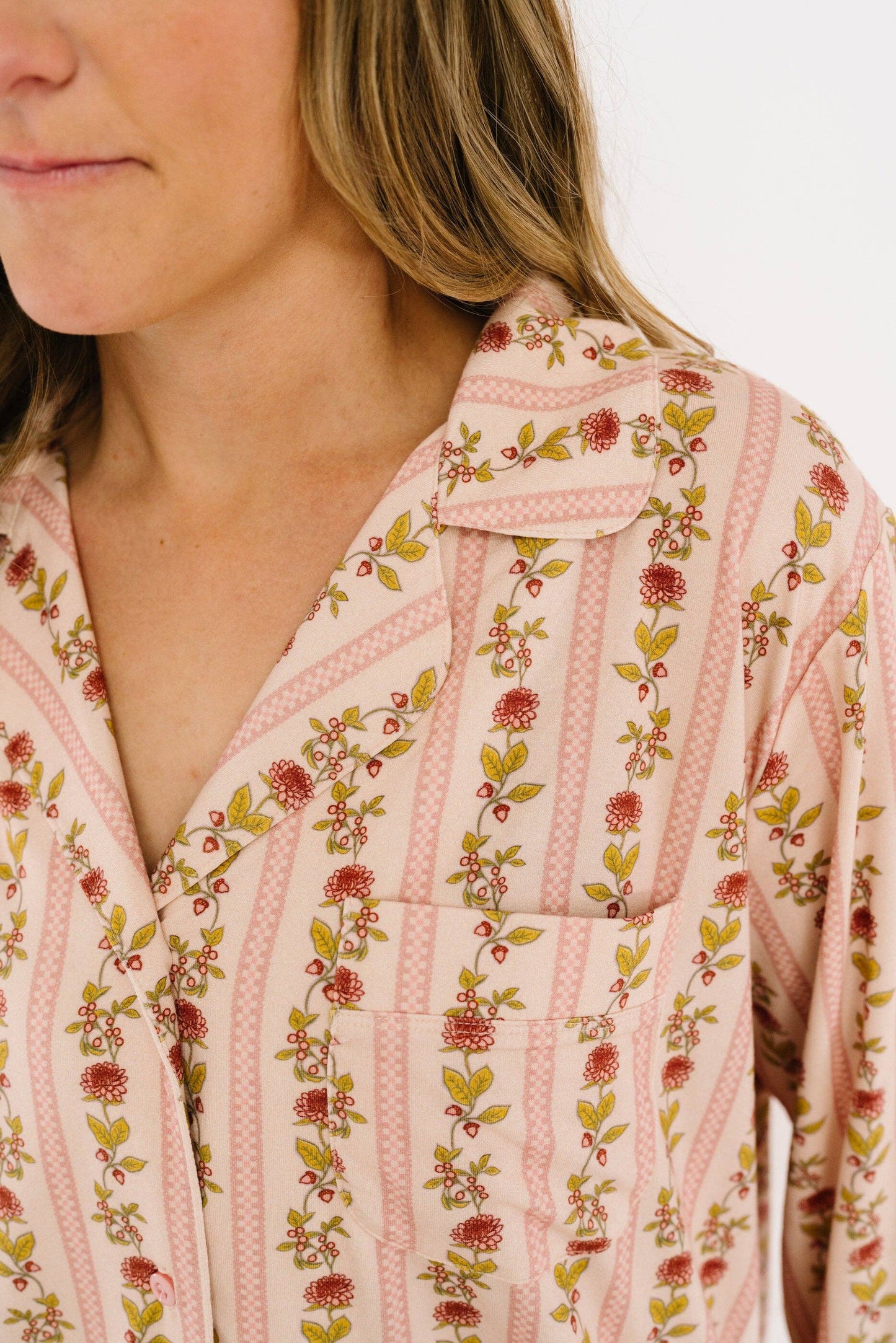 Vintage Floral Stripe Women's Bamboo Set