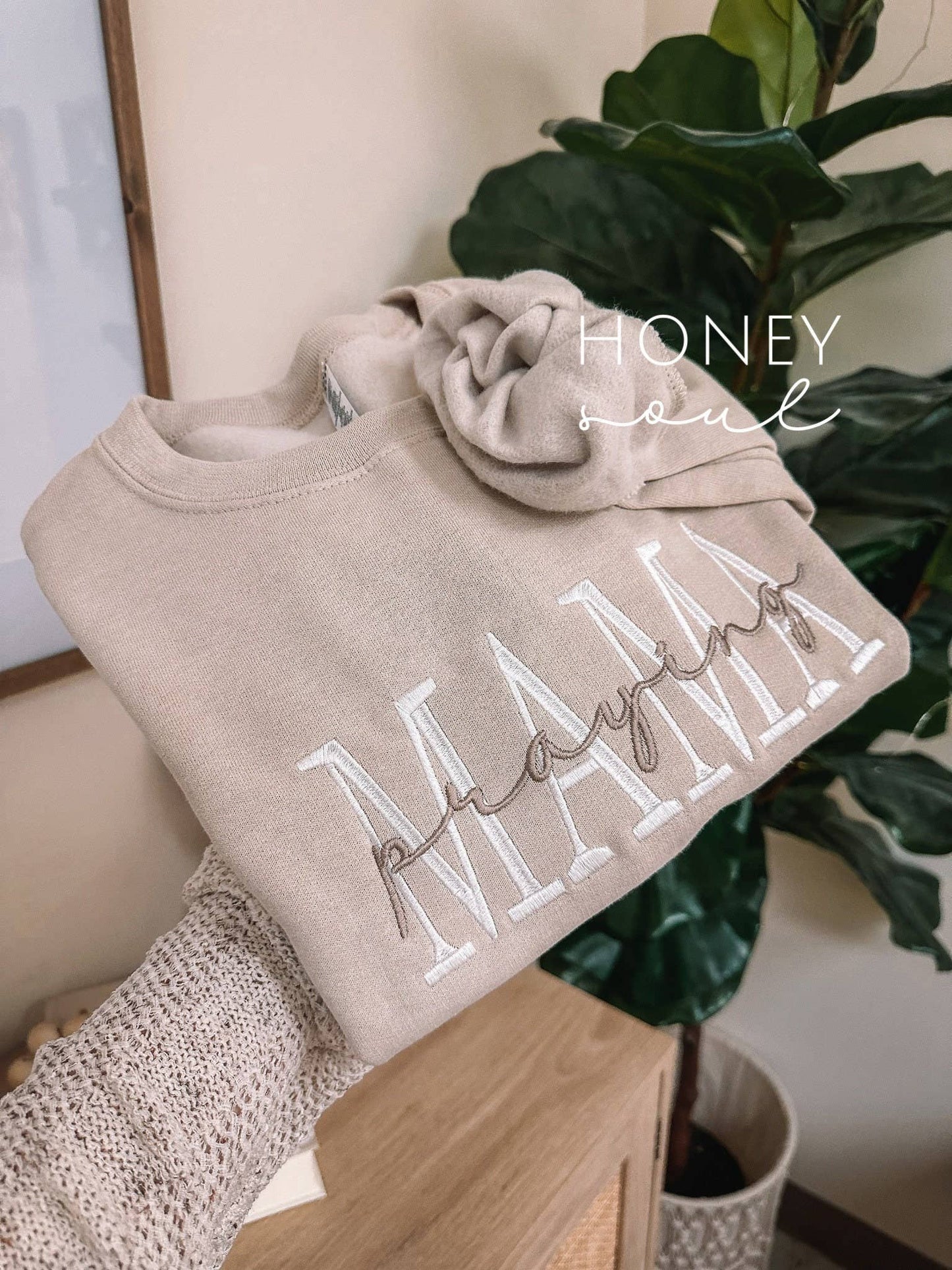Embroidered Praying Mama SAND Sweatshirt ORIGINAL