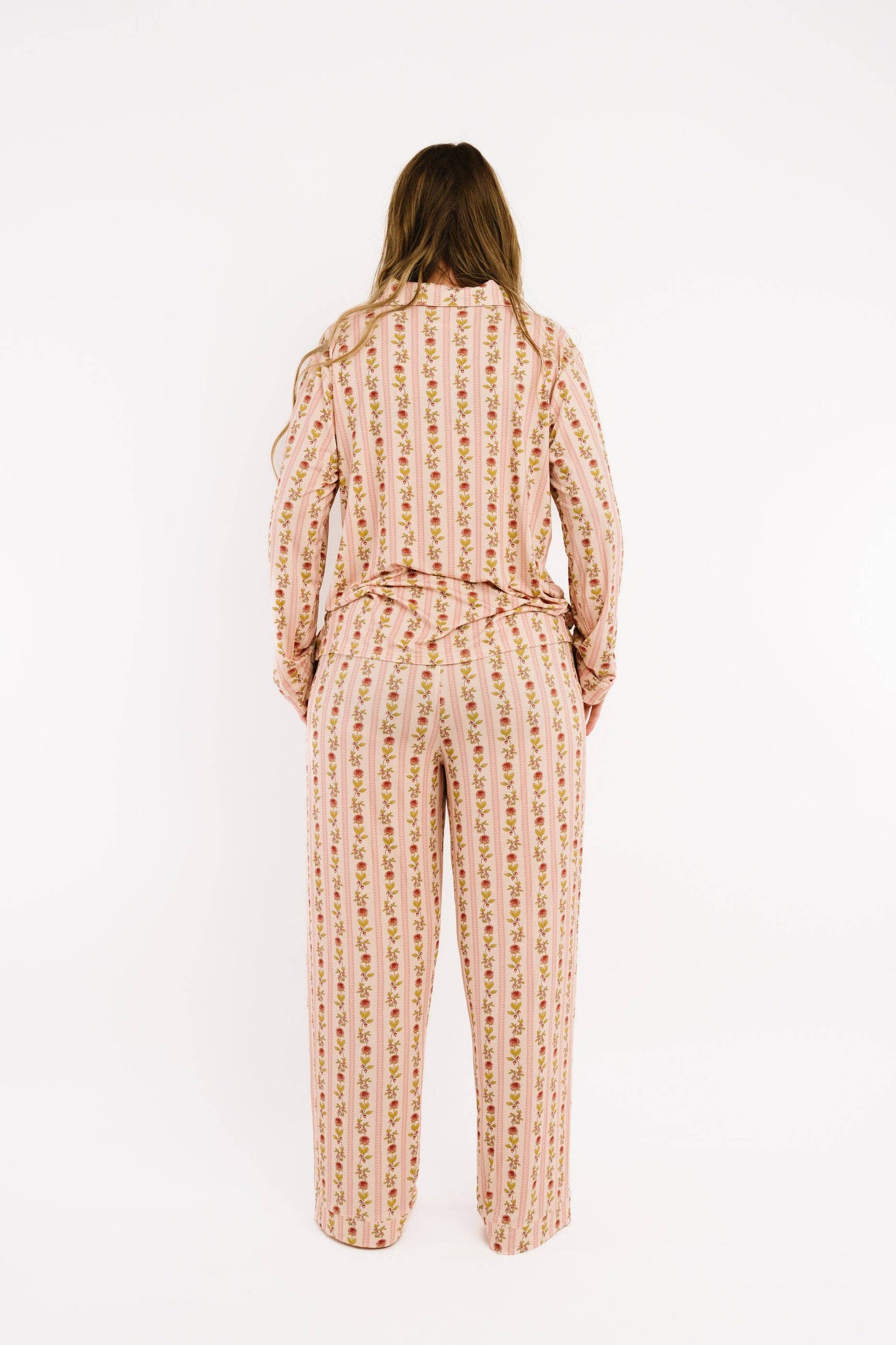 Vintage Floral Stripe Women's Bamboo Set
