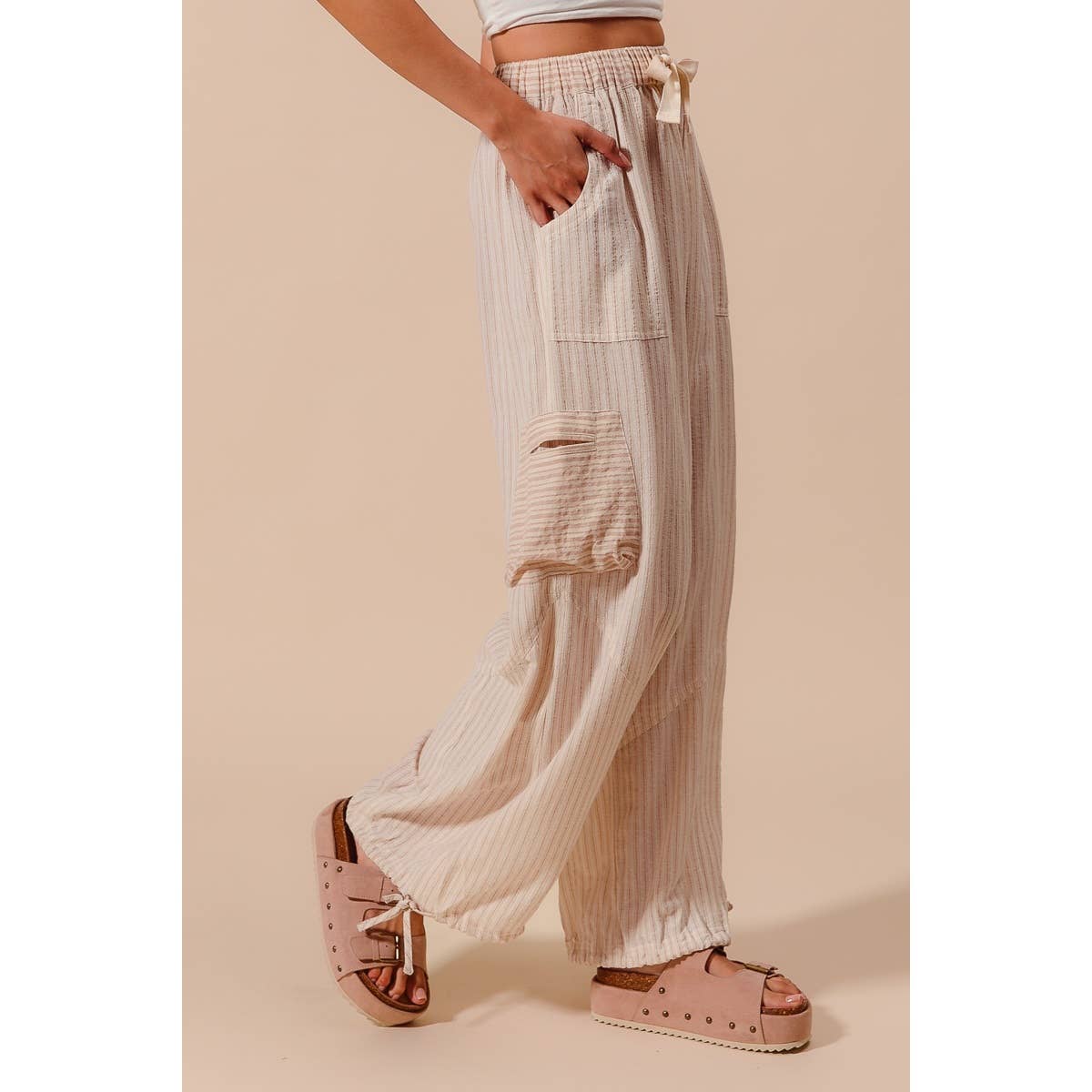MULTI STRIPE BLOCK BALLOON STYLE PANTS
