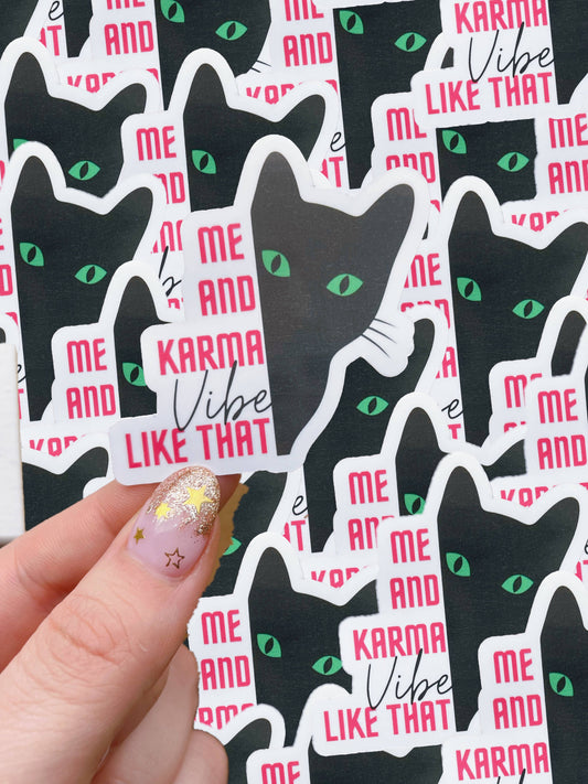 Taylor Swift inspired waterproof sticker|karma cat vibes