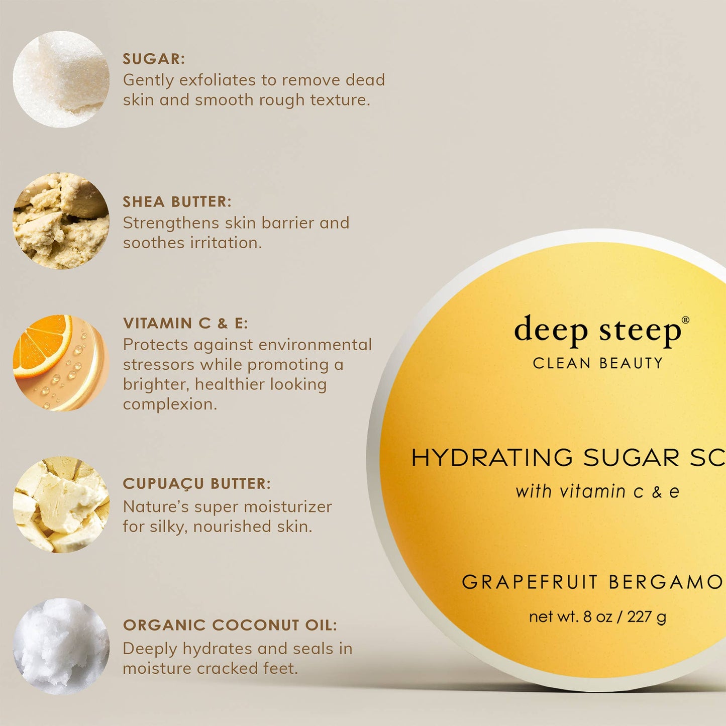 Pure Coconut Exfoliating and Smoothing Sugar Scrub 8oz