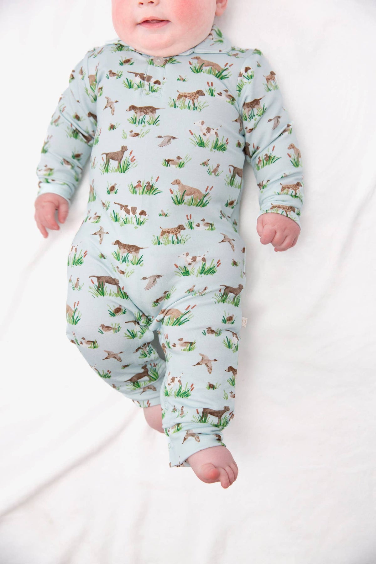 Delta Bird Hunting Dogs - Sweatshirt  bamboo Polo Romper