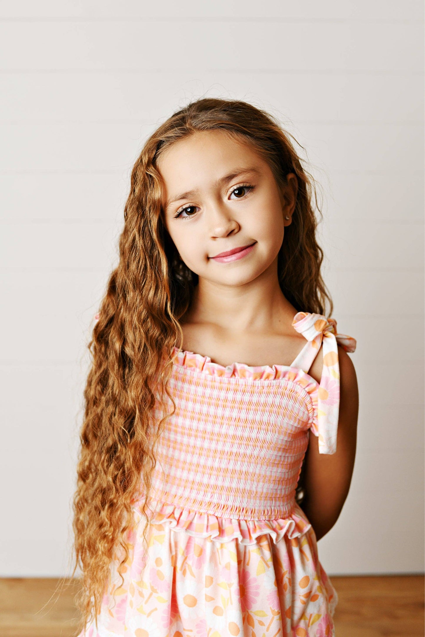 Kids Anna Pink Daisy Layered Lace Spring Summer Sundress