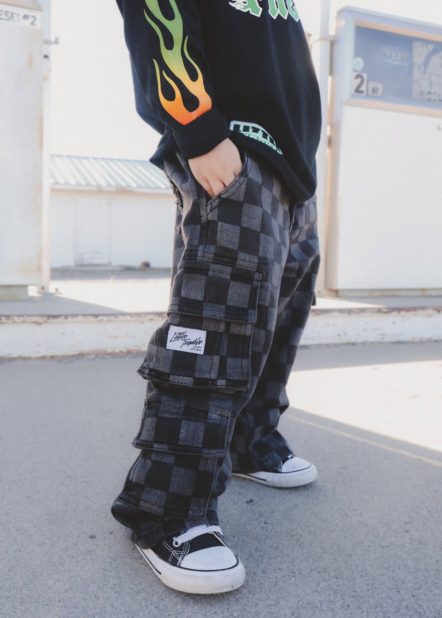 Checkered Baggy Black Jeans