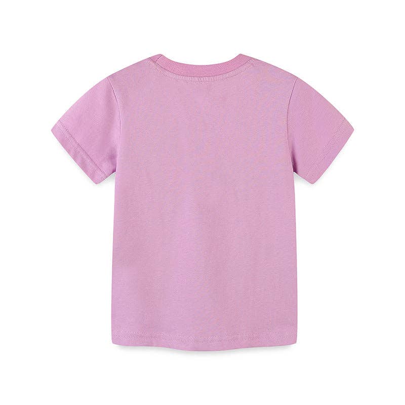 Cartoon Print Short Sleeve T-Shirt for Girls Cotton Knit Top