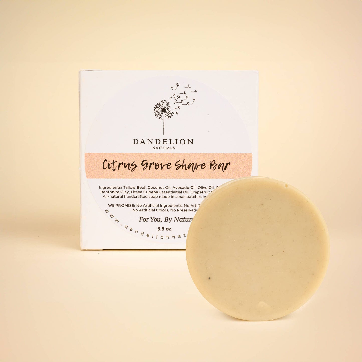 Shave Bar | Shave Puck | Tallow Shave Soap | Citrus Grove