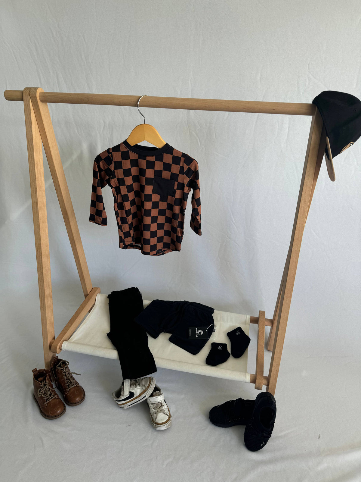Black & Tan Checkered Pocket Long Sleeve