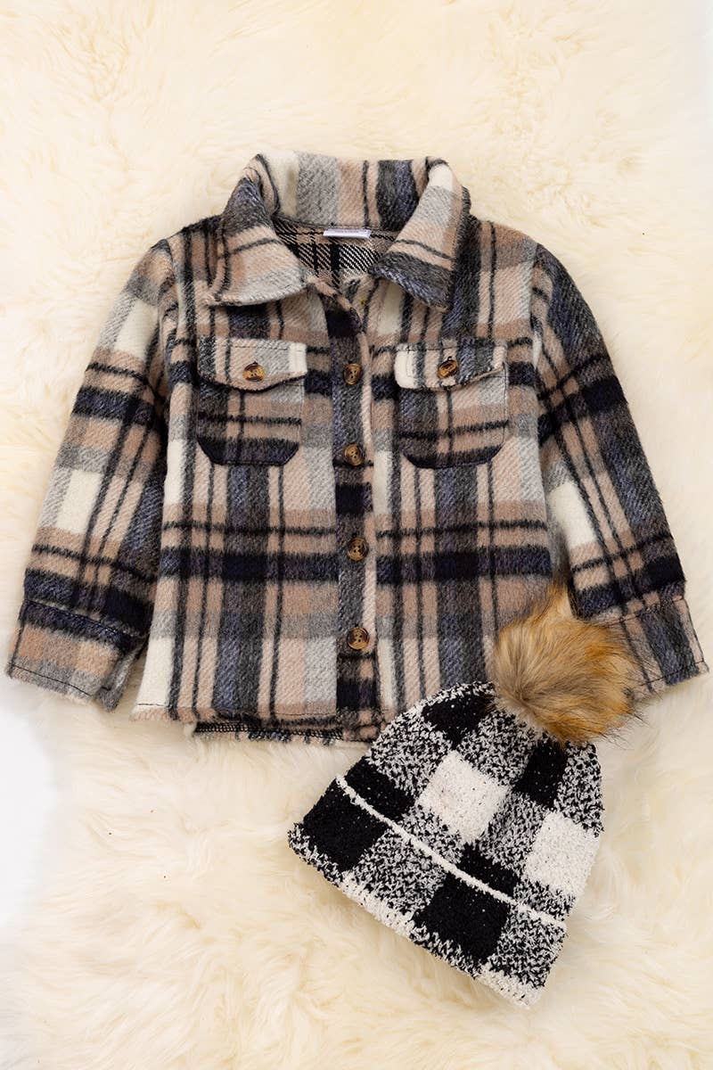 BLACK/BROWN PLAID SHACKET