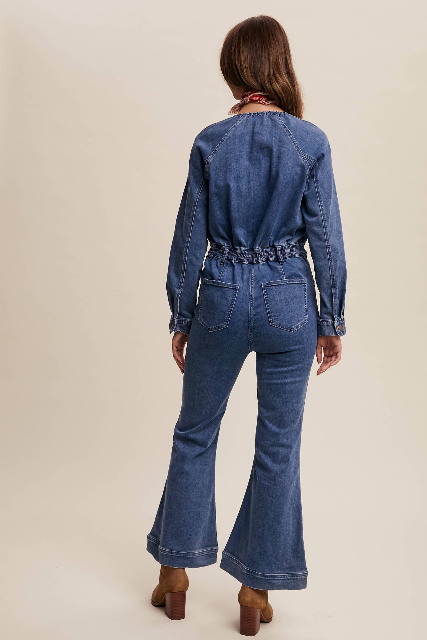 Denim Button-Front Jumpsuit