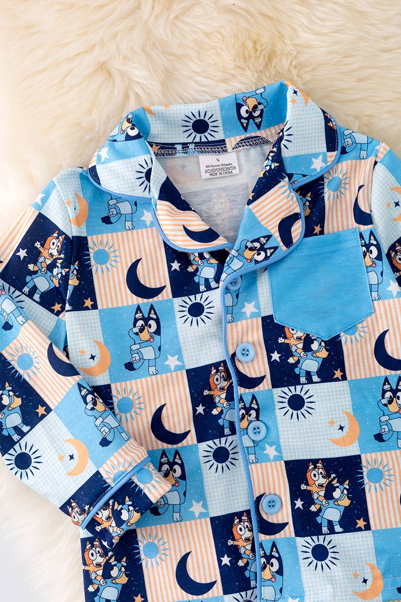 UNISEX BLUEY CHARACTER PRINTED PAJAMA SET