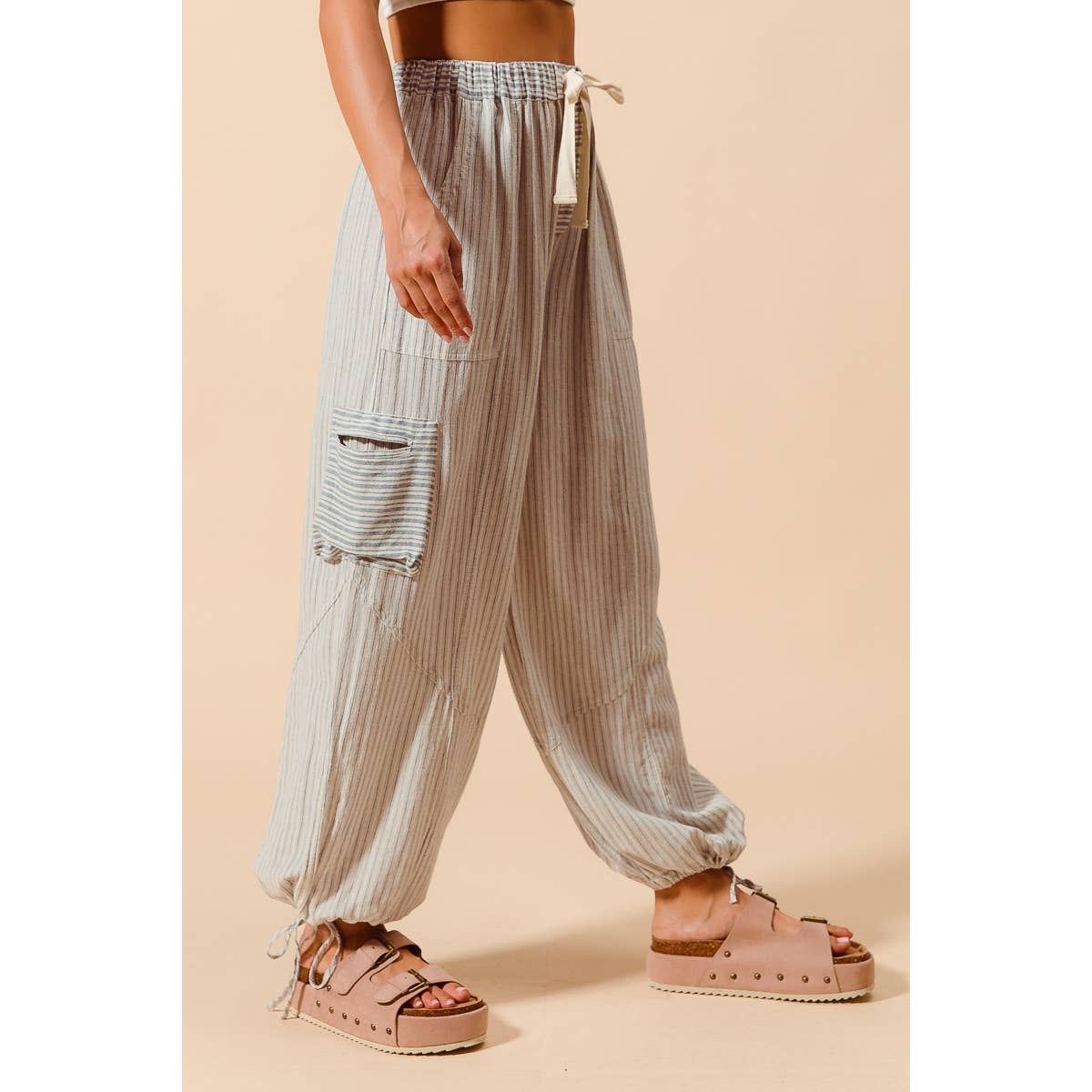 MULTI STRIPE BLOCK BALLOON STYLE PANTS