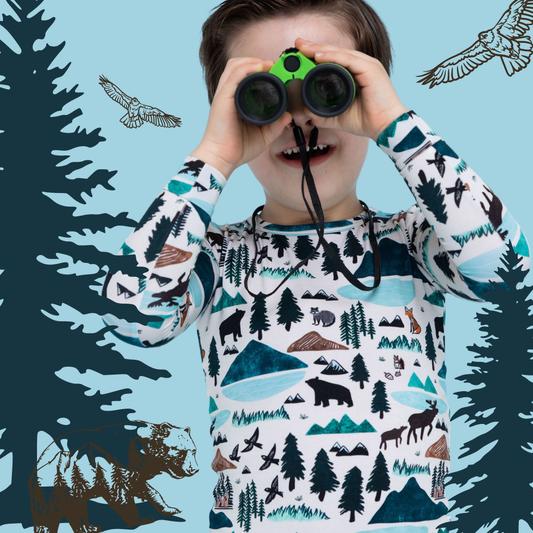 Kids Bamboo Pajamas - Into The Wild Mountain 