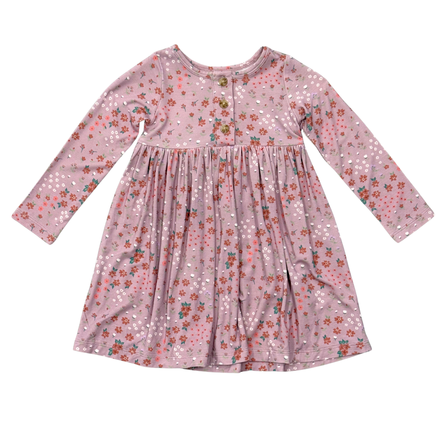 Girl's bamboo Long Sleeve Henley Dress