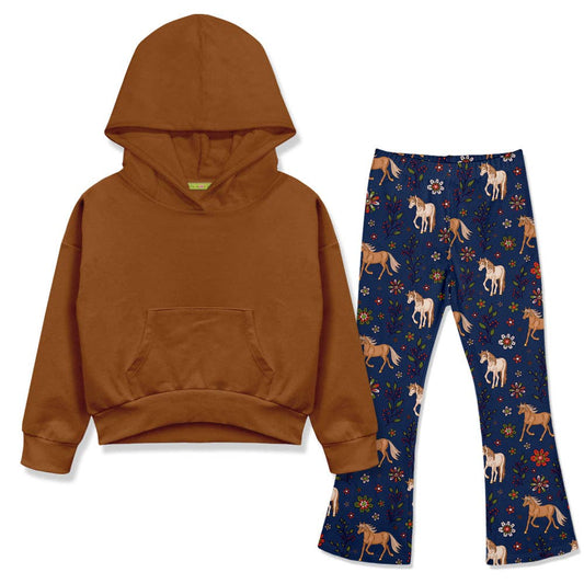 Caramel Cafe Hoodie & Boho Horses Flare Leggings