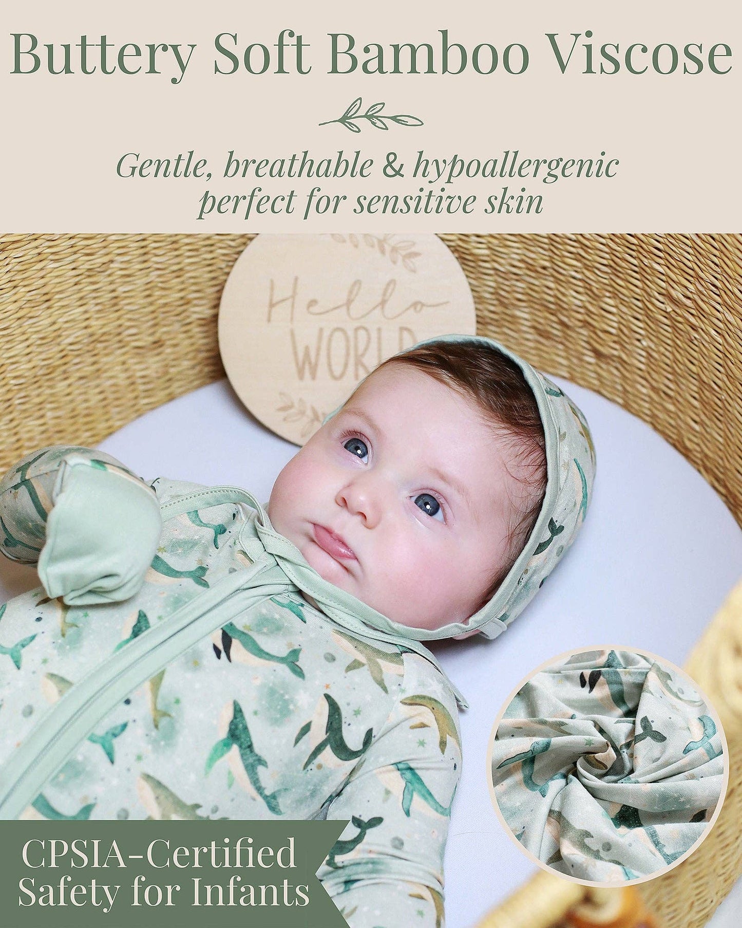 Miaoberry Boho Whales Baby Bamboo Convertible Sleeper