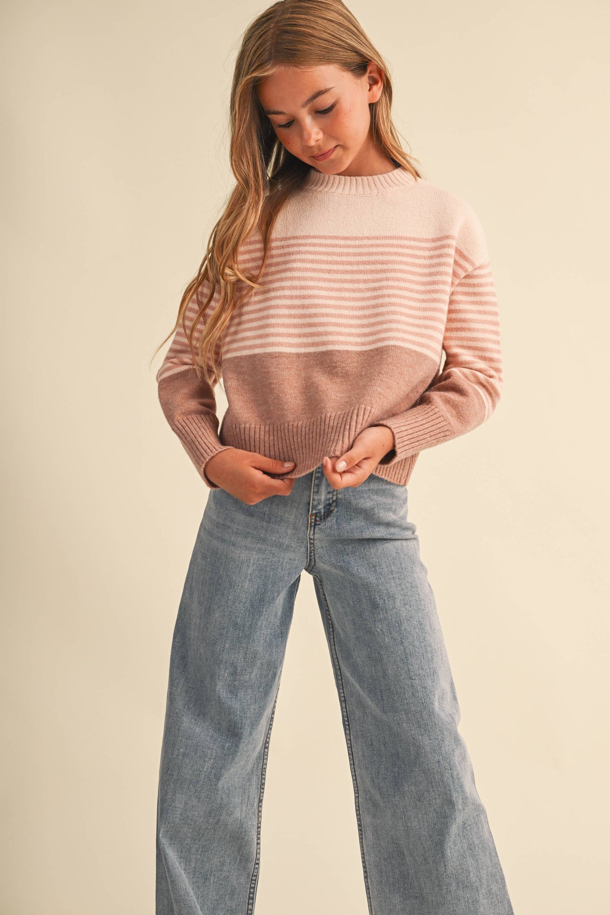 TWEEN KIDS GIRLS DROP SHOULDER SWEATER  (7-14)