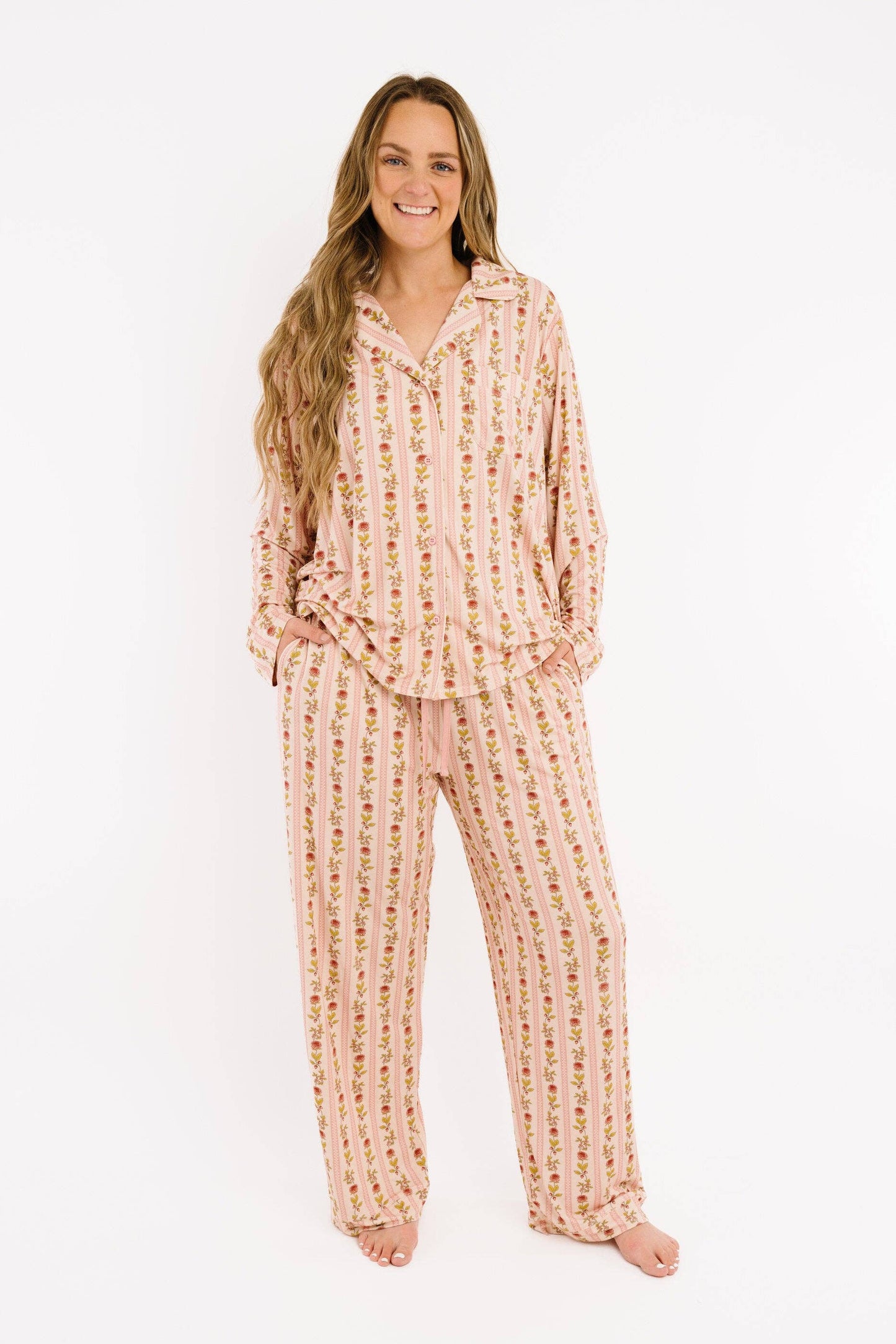 Vintage Floral Stripe Women's Bamboo Set