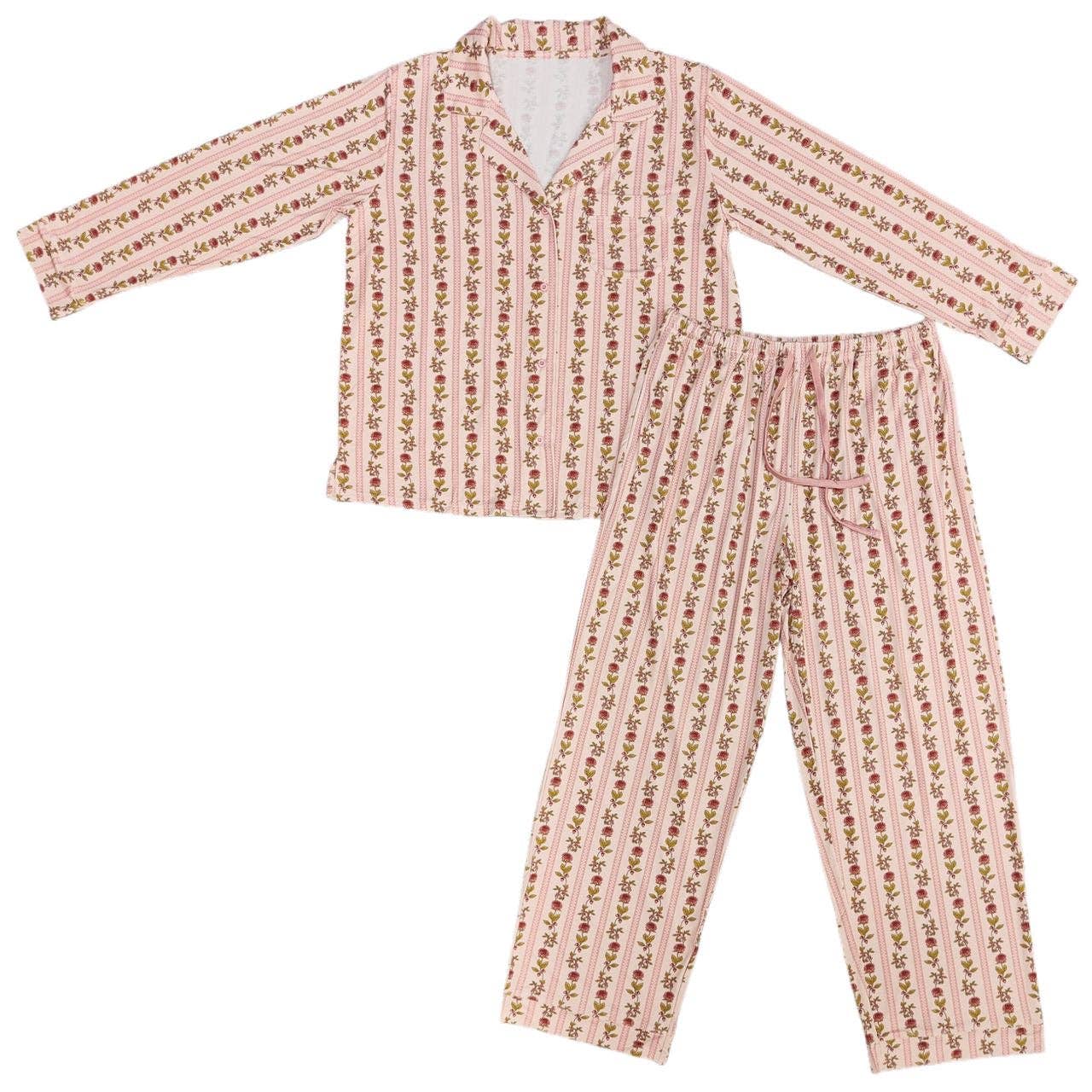 Vintage Floral Stripe Women's Bamboo Set
