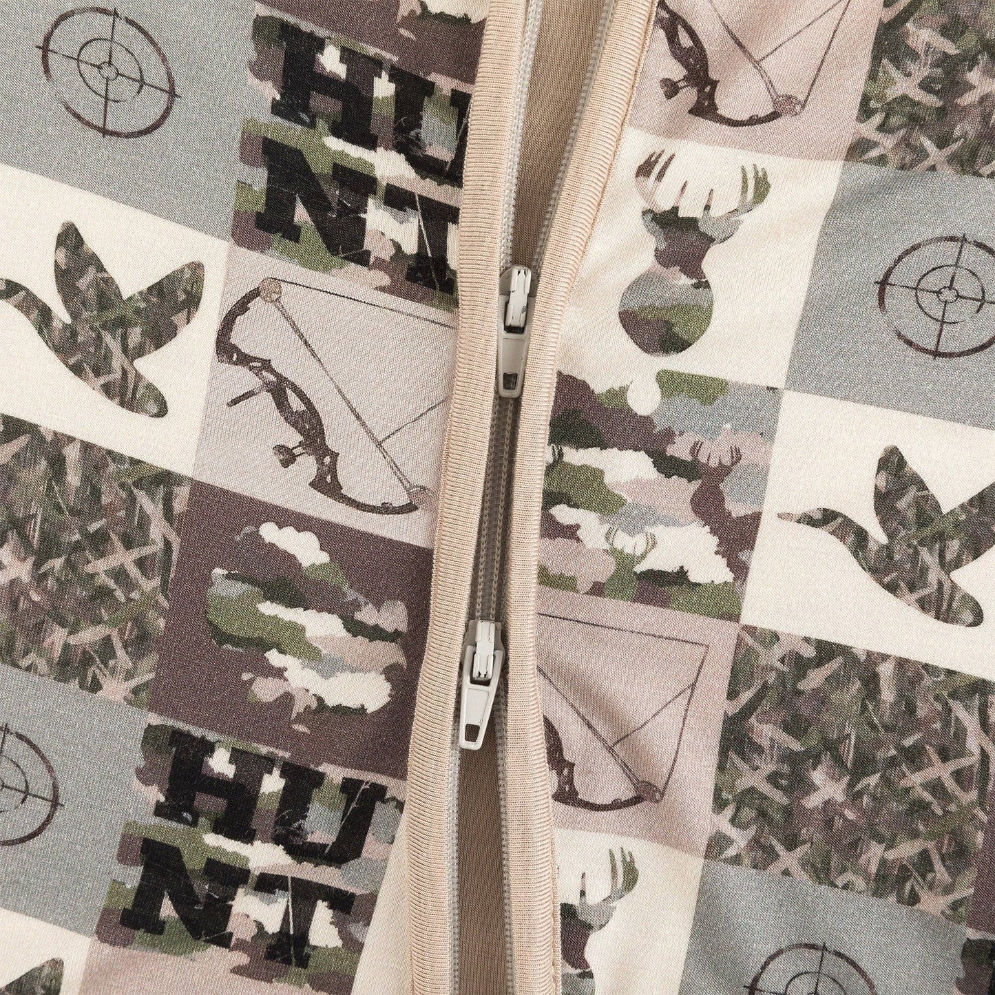 Animal Camouflage Checkerboard Bamboo Zipper Romper Pajamas