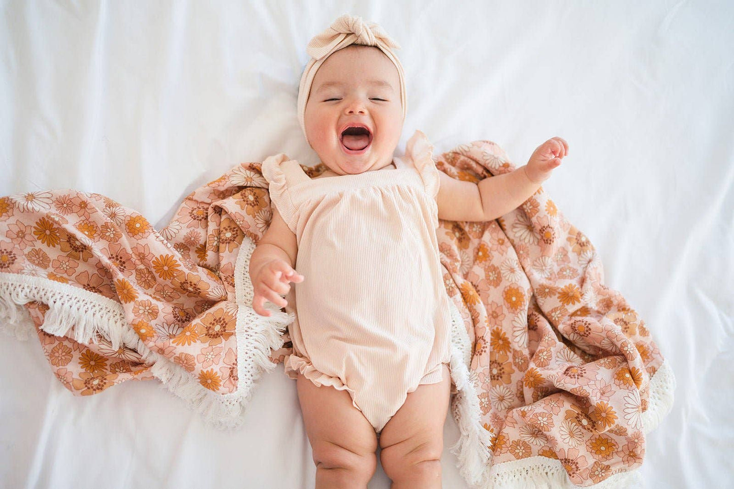 Fringe Swaddle Blanket - Retro Floral