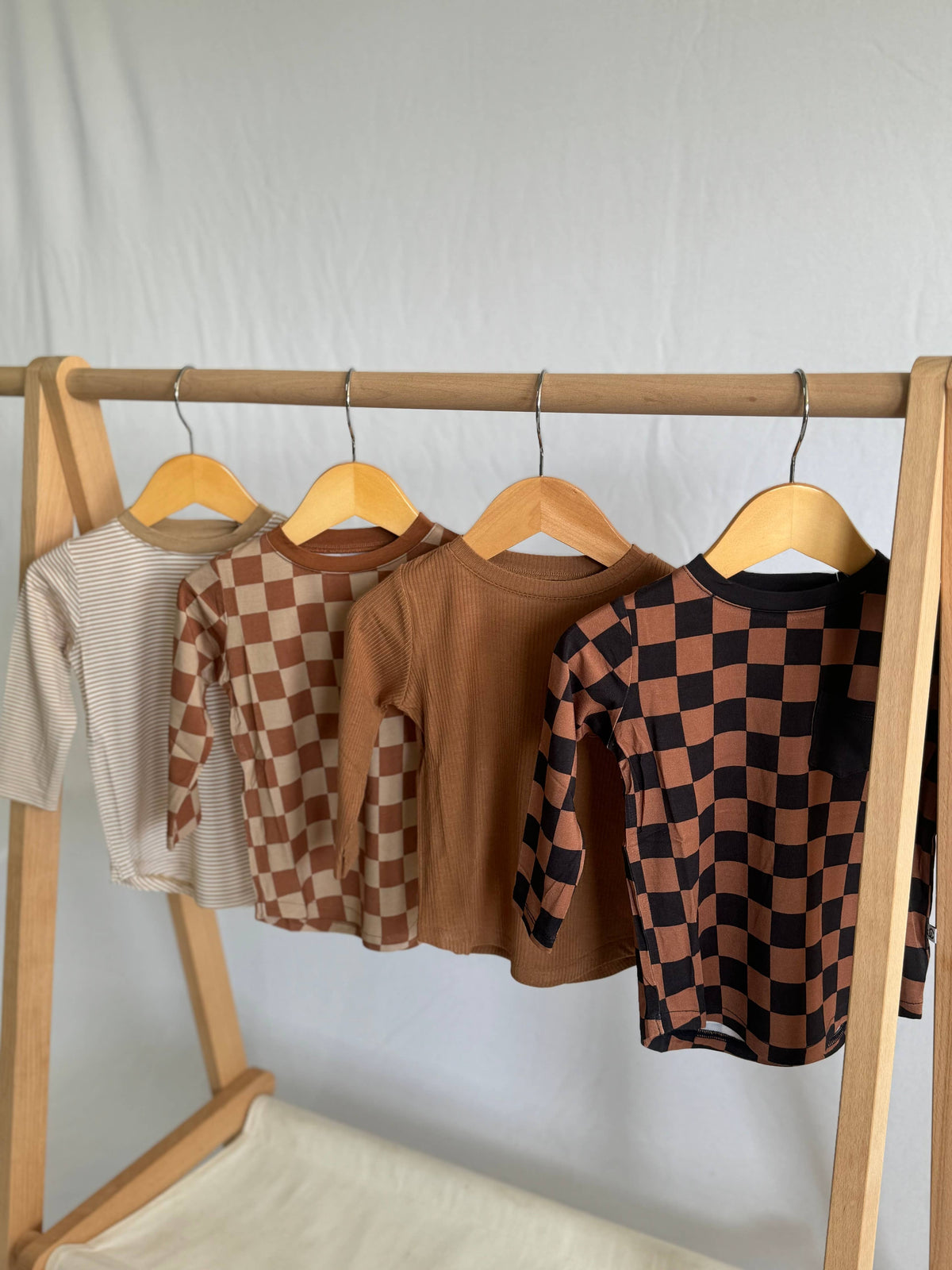 Chocolate & Tan Checkered Pocket Long Sleeve