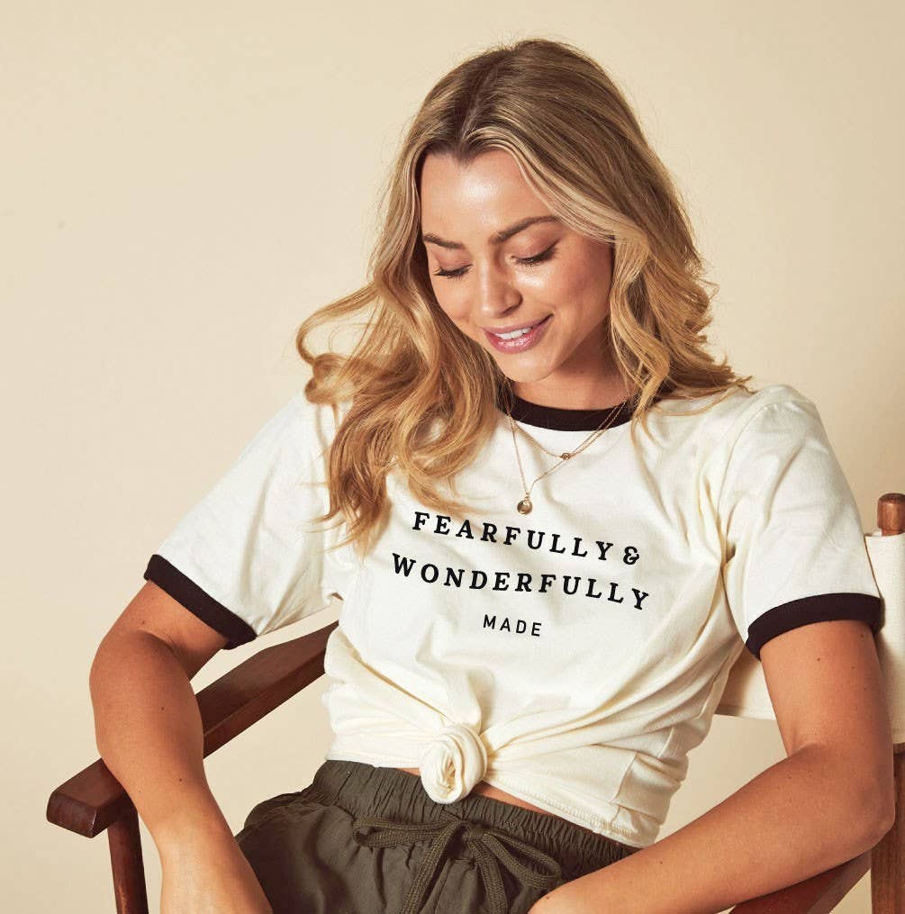 FEARFULLY AND WONDERFULLY MADE T-Shirt - Contrasting Collar