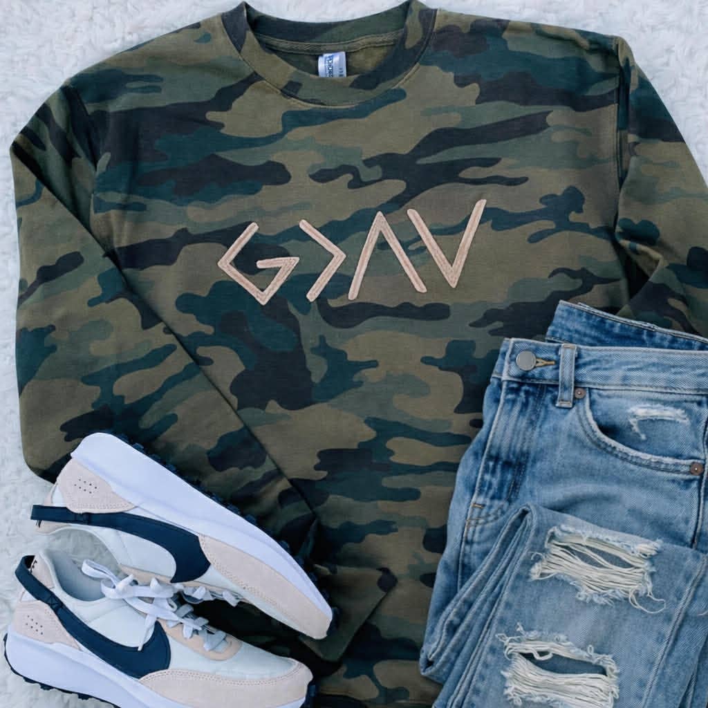 Embroidered God is Greater Sweatshirt