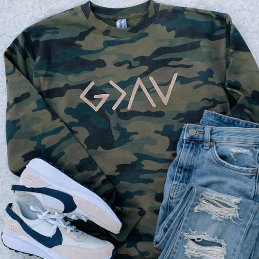 Embroidered God is Greater Sweatshirt