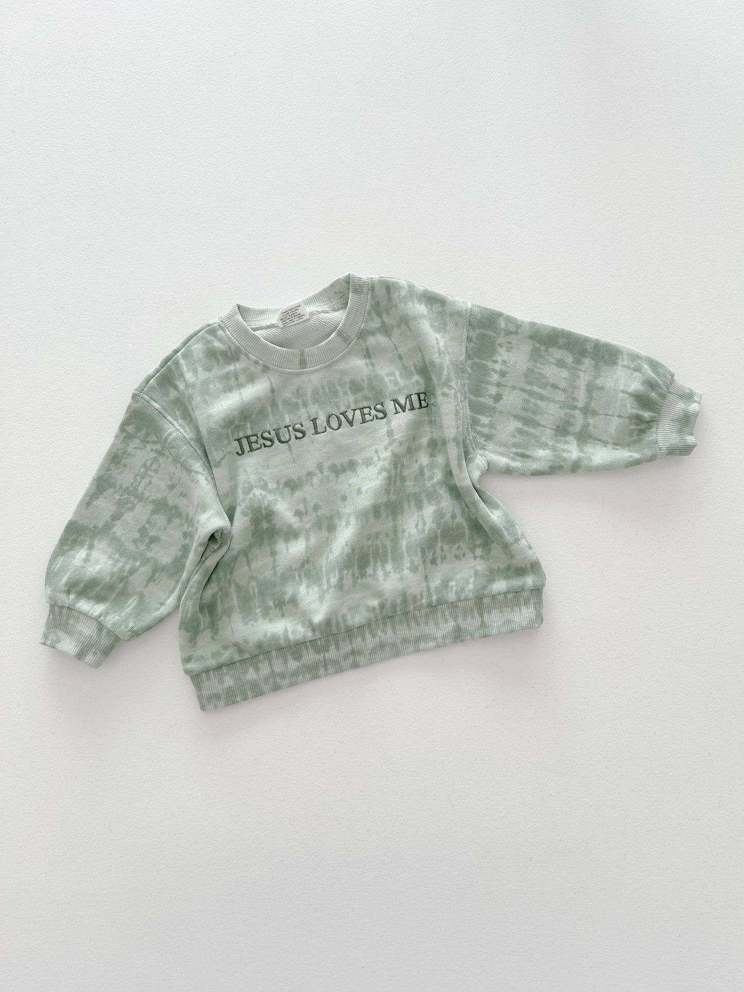 Kids JESUS LOVES ME Tie-Dye Sweatshirt  - Green