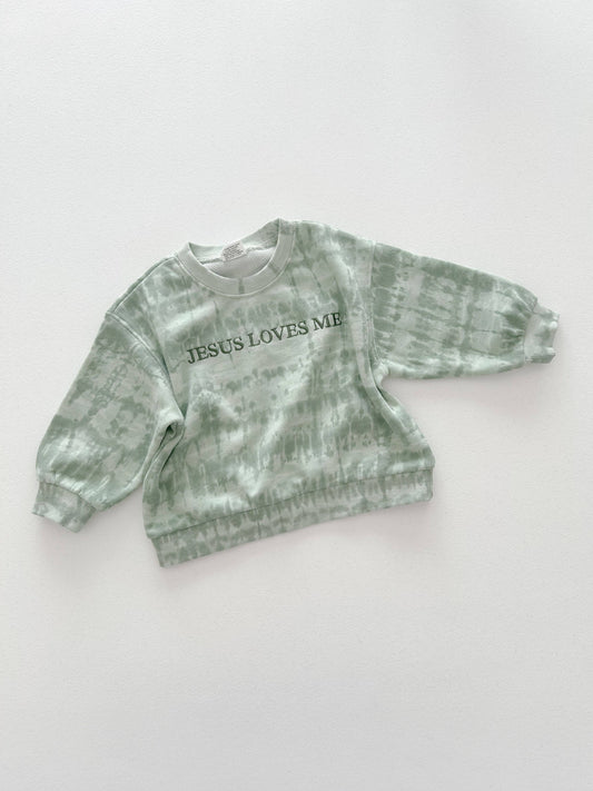 Kids JESUS LOVES ME Tie-Dye Sweatshirt  - Green