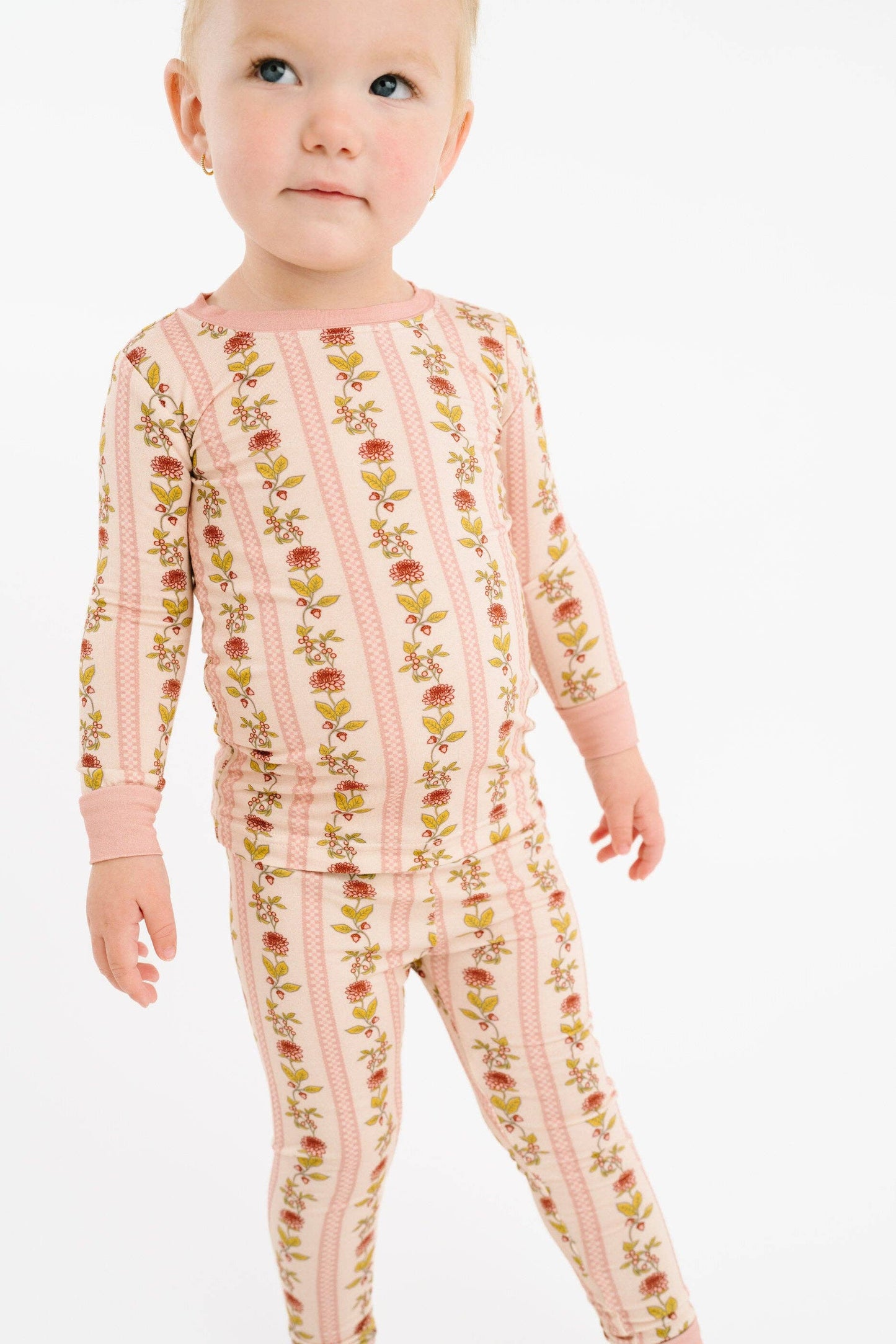 Vintage Floral Stripe Bamboo Set