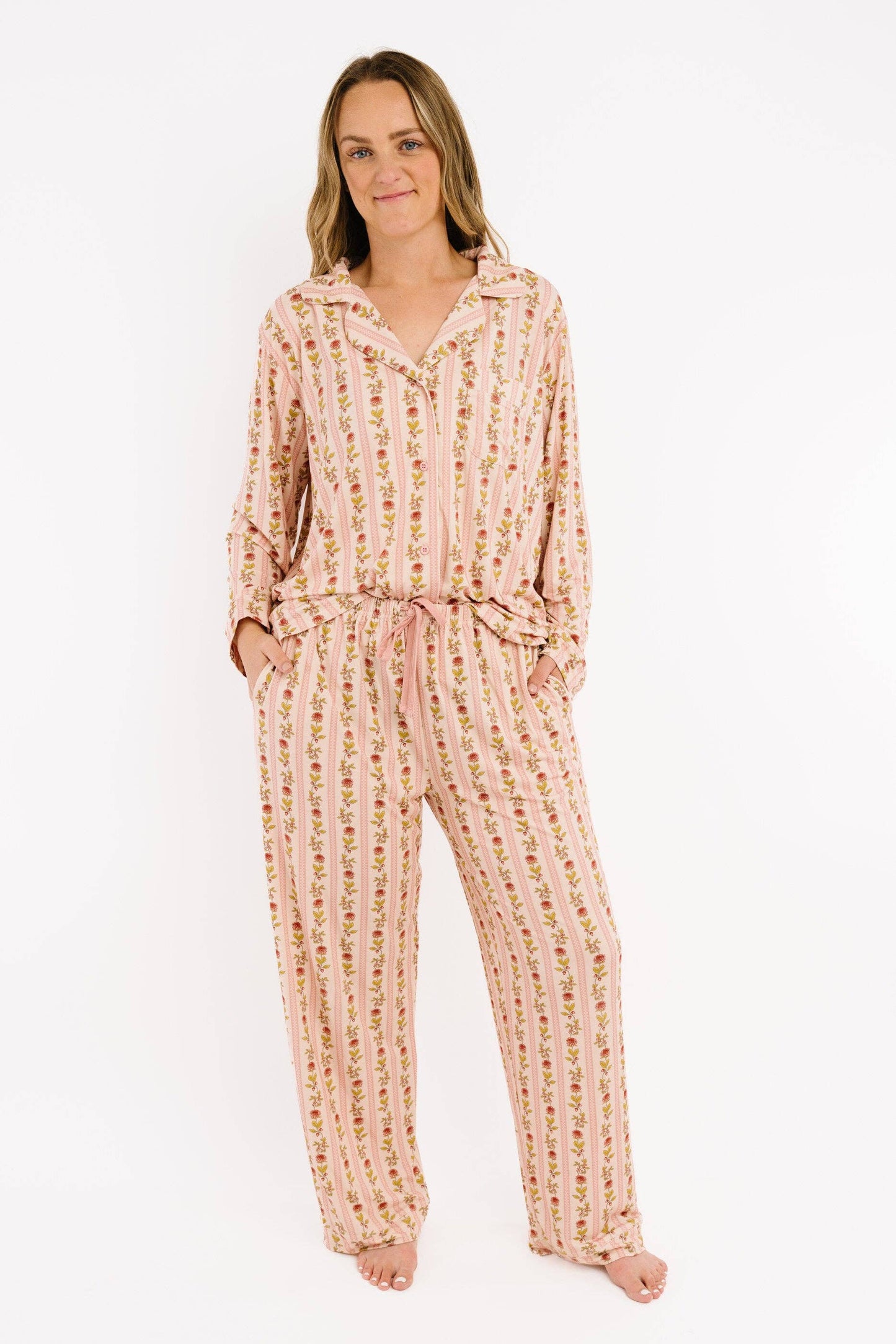 Vintage Floral Stripe Women's Bamboo Set