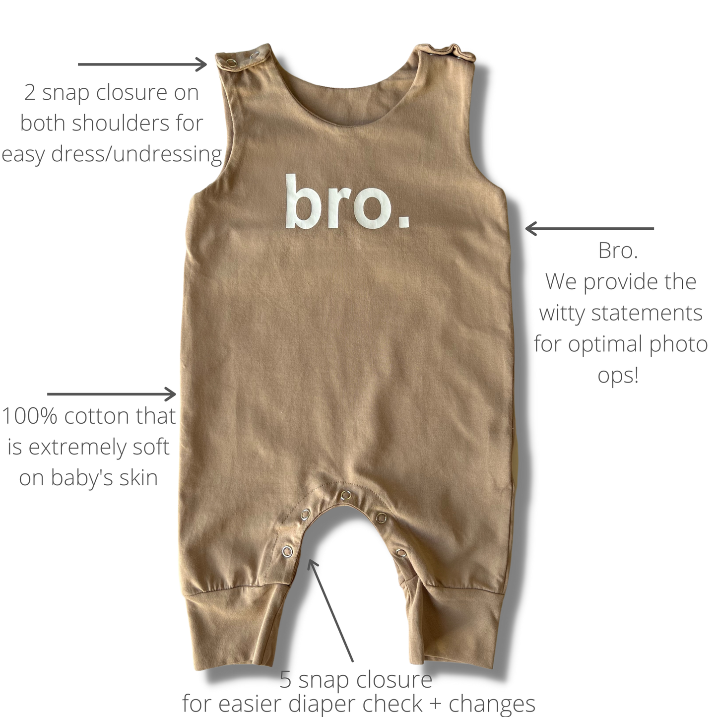 Baby / Toddler Romper - Bro (Tan)