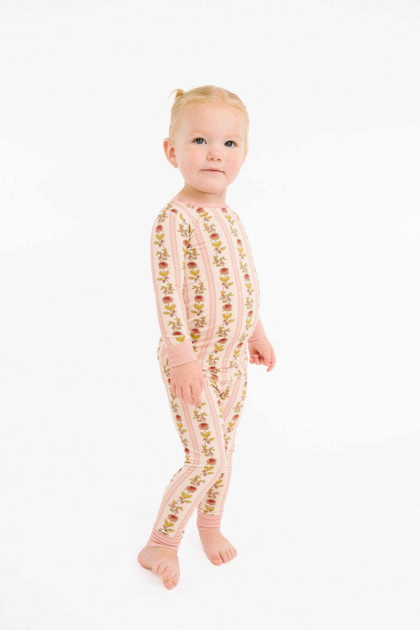 Vintage Floral Stripe Bamboo Set