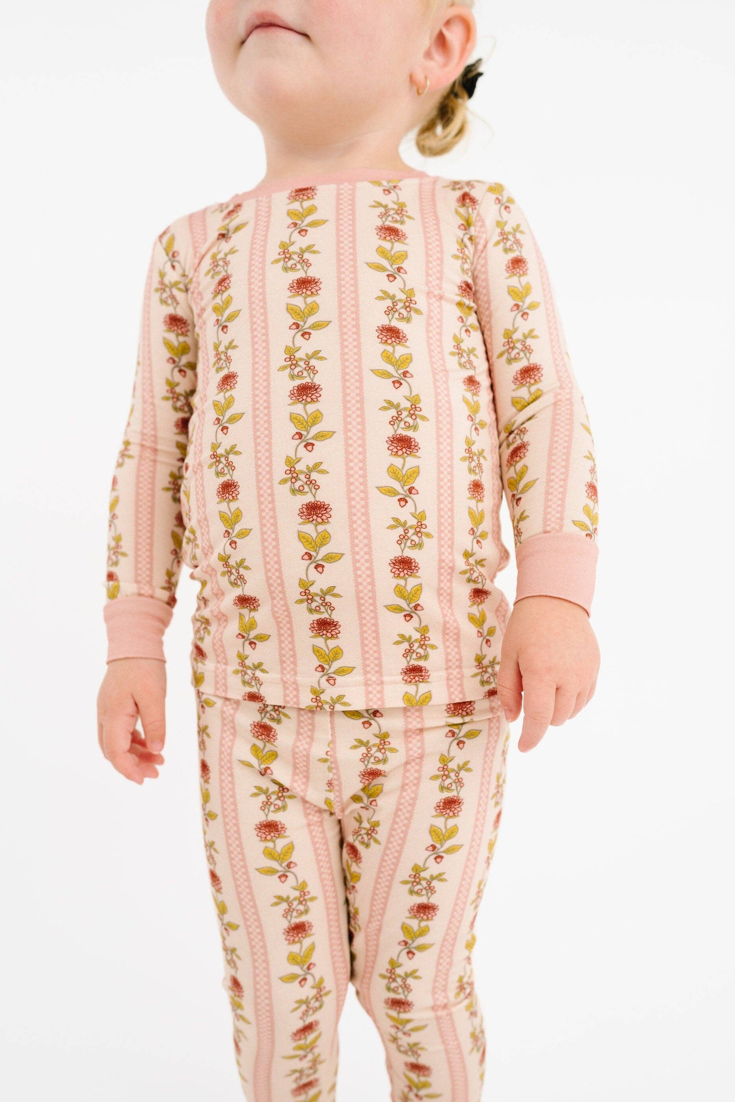 Vintage Floral Stripe Bamboo Set
