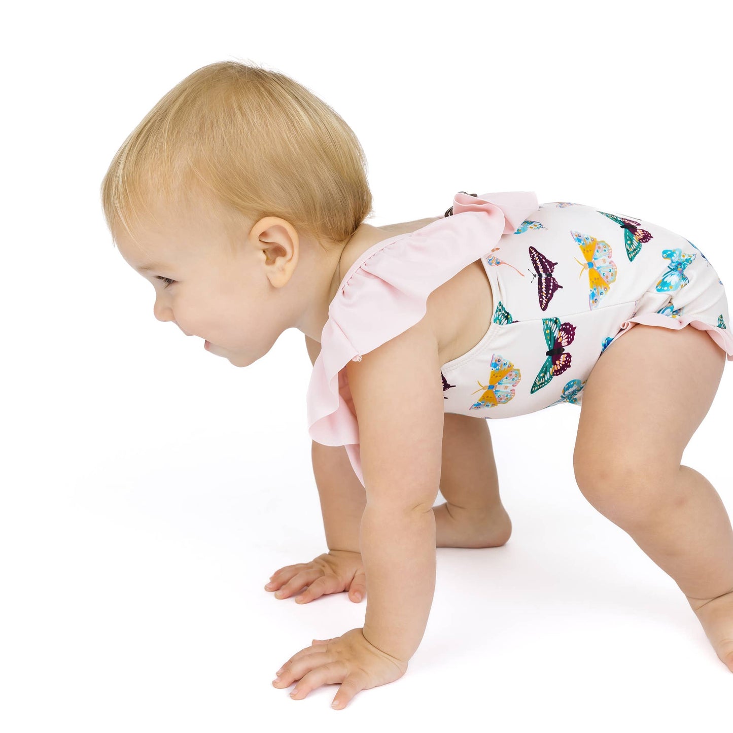 Wings of Paradise Butterflies Ruffle Leg One Piece Girls Swimsuit