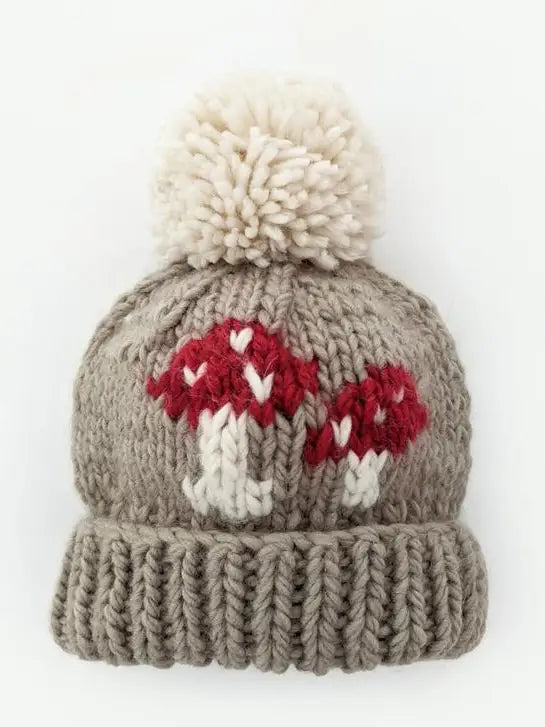 Mushroom Hand Knit Beanie Hat