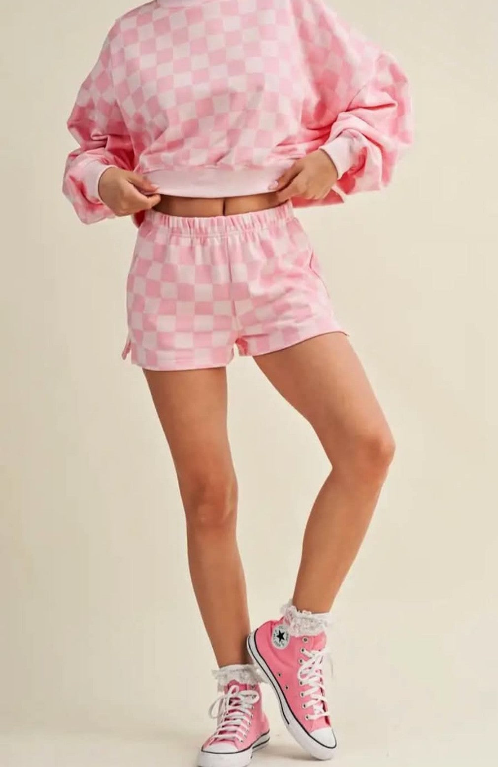 Checkered pink short set S-L