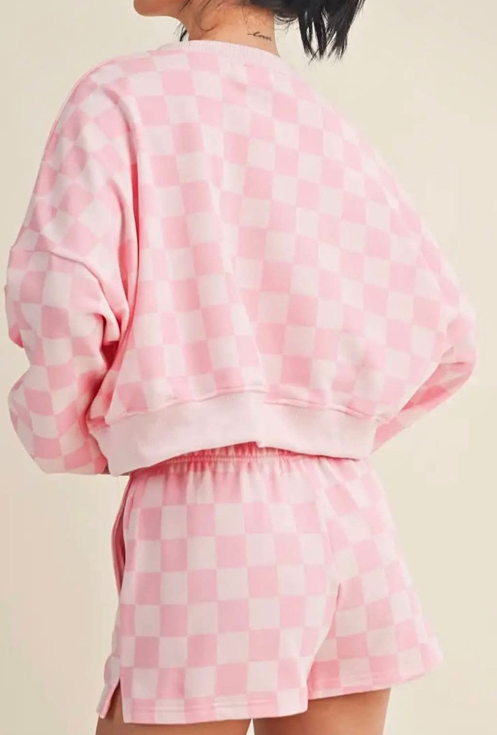Checkered pink short set S-L